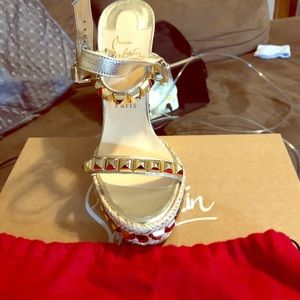 Christian Louboutin Gold Cataclou Wedges